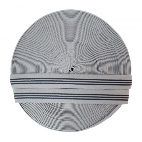  Резинка 60054 EkoflexТканая 30мм п/а "Полоски" (25м) цв. сер/т.син  ТриКатушки