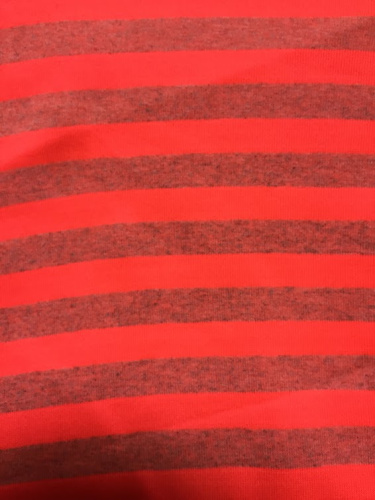  Ткань Футер 3х нит., начес, полоска красный  ТриКатушки