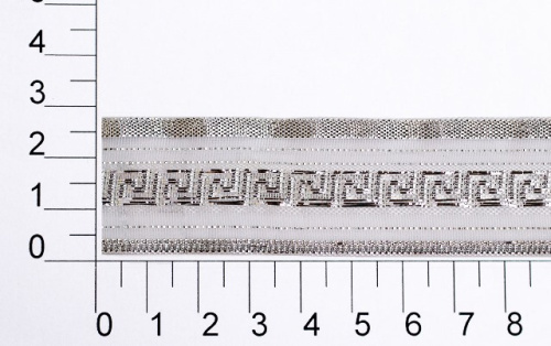  Лента подарочная арт.С3488Г17 рис.8255 ширина 25мм (упаковка 25 метров) цв.серебро  ТриКатушки