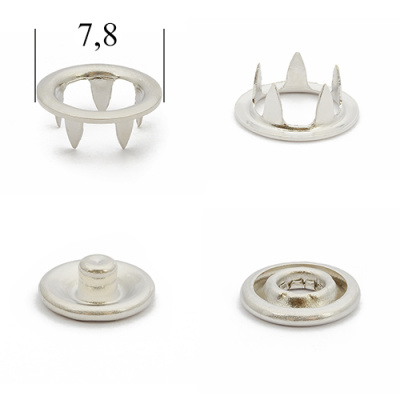  Кнопка 7,8мм рубашечная (кольцо) нерж. Никель (уп.50 шт.) ProKnopka  ТриКатушки
