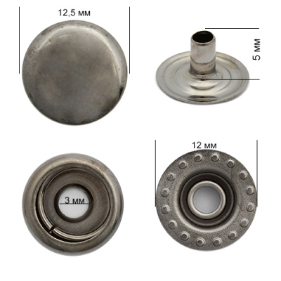  Кнопка НЕРЖ. №61 мини 12,5 мм, цв.ЧЕРНЫЙ никель (уп. 20 шт) ProKnopka  ТриКатушки
