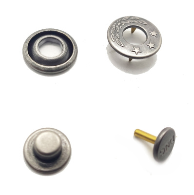  Роз.уп.Кнопка клямерная НЕРЖ К-902 17мм ЗВЕЗДЫ цв.Чер.Никель (уп.10 штук) Proknopka  ТриКатушки