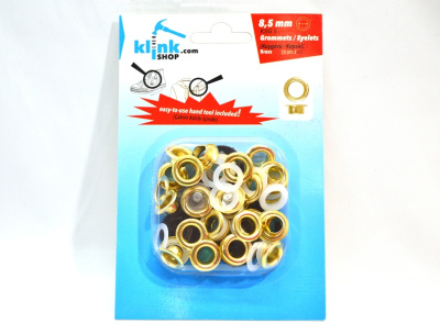  Люверсы в блистере НЕРЖ. №5 8,5мм цв. Золото (уп.20 компл.) + Ручной установщик  ТриКатушки