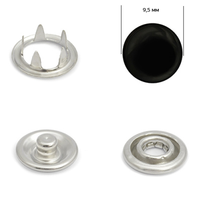  Кнопка рубашечная (закрытая) 9,5 мм цв. черный (эмаль)/1440 шт Tals  ТриКатушки