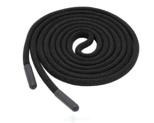  Шнурок круглый 6мм (пласт.наконеч.) 120см (уп.100шт) чёрный 322  ТриКатушки