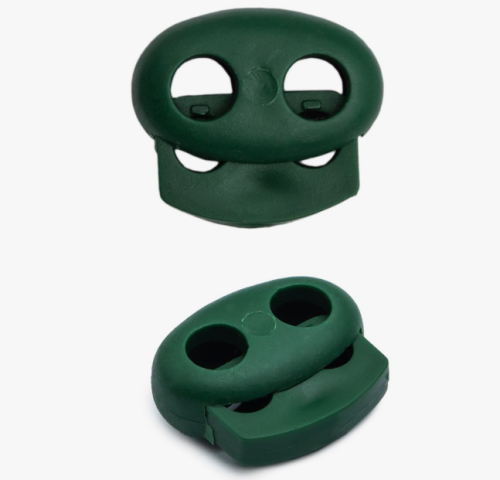  Фиксатор для шнура 2 отверстия Овал 103-М (27002-СМ) цв.Зеленый (уп.50/250/1000 шт)  ТриКатушки