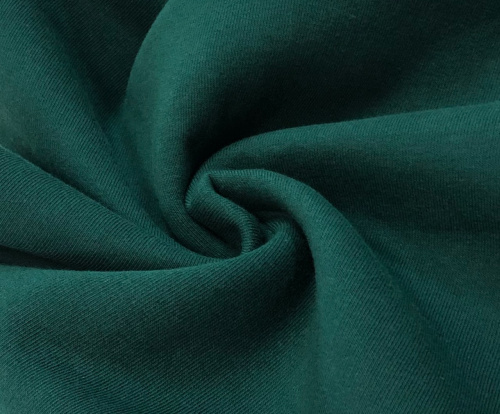  Ткань Футер 2-х нитка г/к с/л петельный, 245гр.кв.м, 95% Хб + 5% лайкра, пенье, цв. Ель  ТриКатушки