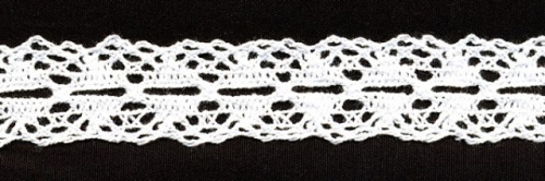  0004F белый кружево вязанное 21мм (намотка 20 ярдов = 18,3 метров)  ТриКатушки