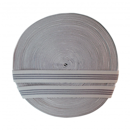  Резинка 63527 EkoflexТканая 30мм п/а "Полоски" (25м) цв. сер/т.сер  ТриКатушки