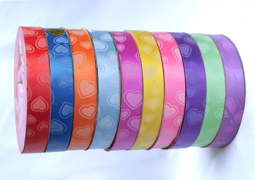  Лента для упаковки "сердечки" 12мм (упаковка 10 рулонов по 10 метров) ассорти  ТриКатушки