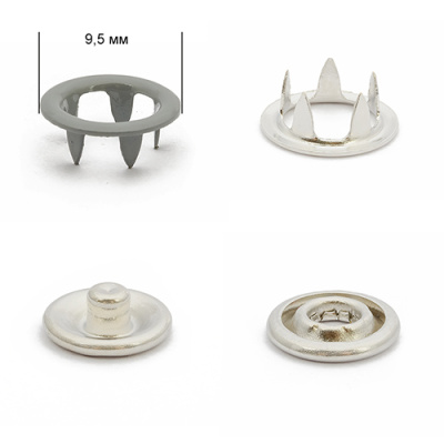  Розн.уп. Кнопка 9,5мм рубашечная (кольцо) нерж. цв. Серый №523 (уп.20 шт.) ProKnopka  ТриКатушки