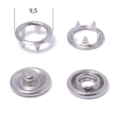  Кнопка 9,5мм рубашечная (кольцо) нерж. Никель (уп.50 шт.) ProKnopka  ТриКатушки