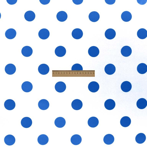  Ткань Кашибо горох 4,2см белый/электрик арт. 5035  ТриКатушки