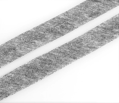 Лента по косой со строчкой  серая2