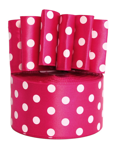  Лента атласная "горох" 50мм (намотка 36 ярдов = 32,9 метров) цв. 3081 (белый горох)  ТриКатушки