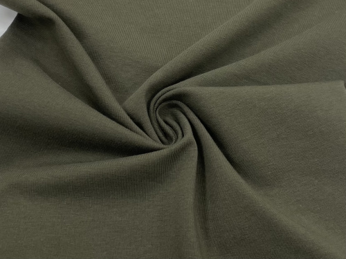  Ткань Кулирная гладь г/к с/л, 240гр.кв.м, 92% Хб + 8% лайкра, пенье, цв. Хаки  ТриКатушки