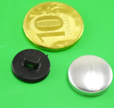  Заготовка для обтяжки пуговиц №26 (16мм) пластик цв. черный (уп 500шт)  ТриКатушки