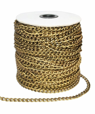  UX Цепь металлическая арт.0403-2009, 6,5*4,4мм (упаковка 100 метров) антик  ТриКатушки