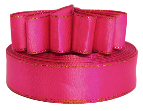  Лента атласная с металлизированной кромкой 25мм (намотка 36 ярдов) цв. 3081  ТриКатушки