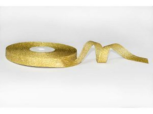  Лента метализированная 12мм (рулон 36 ярдов) золото  ТриКатушки