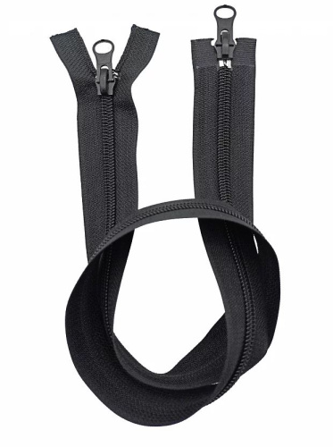  Молния спиральная(Витая) Т7 2 замка 80 см, 322 черная ( уп.50 шт.)  ТриКатушки