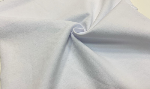  Ткань Футер 2-х нитка г/к с/л петельный, 245гр.кв.м, 95% Хб + 5% лайкра, пенье, цв. Белый  ТриКатушки