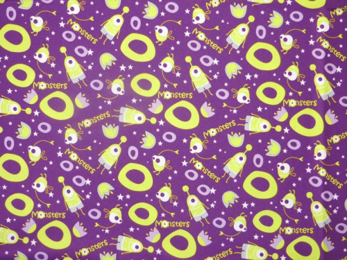  Ткань курточная детская  Дьюспо 240T WR PU цв.Monsters лайм 14-0452  ТриКатушки