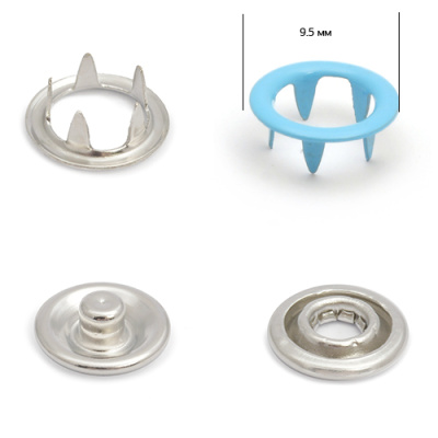  Розн.уп.Кнопка 9,5мм рубашечная (кольцо) нерж. цв. 206 Бирюзово-голубой (уп.20 шт.) ProKnopka  ТриКатушки