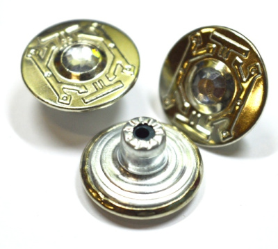  Розн. уп. Пуговицы джинсовые 17мм, 741-G со стразой цв.Никель (20 шт.)  ТриКатушки