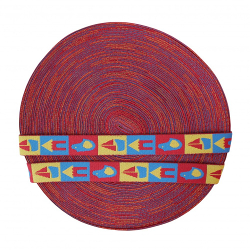  Резинка 13840 Ekoflex Тканная 25мм жаккард "Картинки" (25 м) цв.красн  ТриКатушки