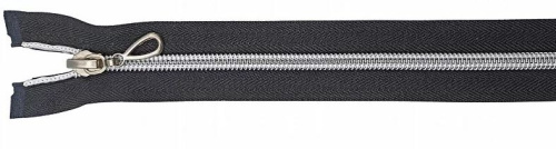  Молния спиральная(Витая) Т7 декор 50 см №322 черное-серебро, ( уп.50 шт.)  ТриКатушки