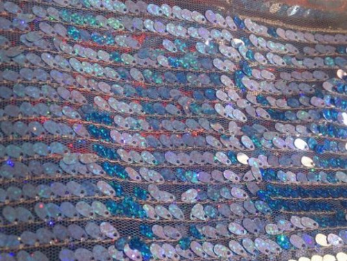  Ткань 5033 Сетка пайетки Галлограмма №701 бирюза  ТриКатушки