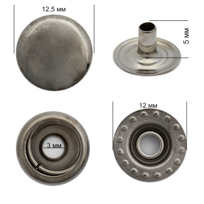  Кнопка НЕРЖ.  №61 мини 12,5 мм, цв.ЧЕРНЫЙ никель (уп. 50 шт) ProKnopka  ТриКатушки
