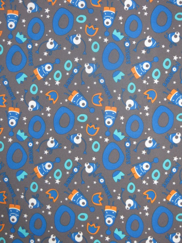  Ткань курточная детская  Дьюспо 240T WR PU цв.Monsters василек 3  ТриКатушки