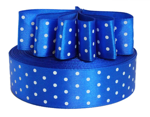  Лента атласная "горох" 25мм (намотка 36 ярдов = 32,9 метров) цв. 3161 (белый горох)  ТриКатушки