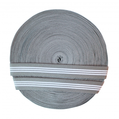  Резинка 63528 EkoflexТканая 30мм п/а "Полоски" (25м) цв. сер/цв.Белый  ТриКатушки