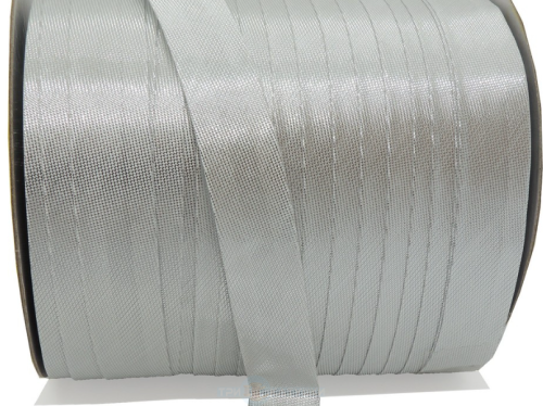  Косая бейка атласная 15мм 144 ярд.(132м) Серебро  ТриКатушки