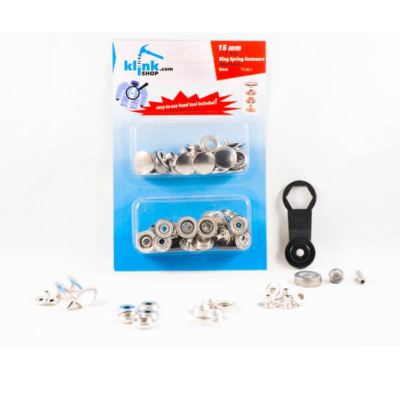  Кнопка в блистере арт.808 НЕРЖ. №61 15мм цв. Никель (уп.15 компл.) + Ручной установщик  ТриКатушки