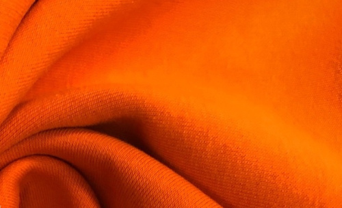  Ткань Футер 3-х нитка г/к с начесом 320гр.кв.м, 67% Хб+33% ПЭ, пенье, цв. Апельсин  ТриКатушки