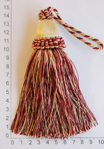  BX- 903-А6 -кисть цв.бордо/беж. ( высота от основания 14 см, со шнуром 23 см )  ТриКатушки