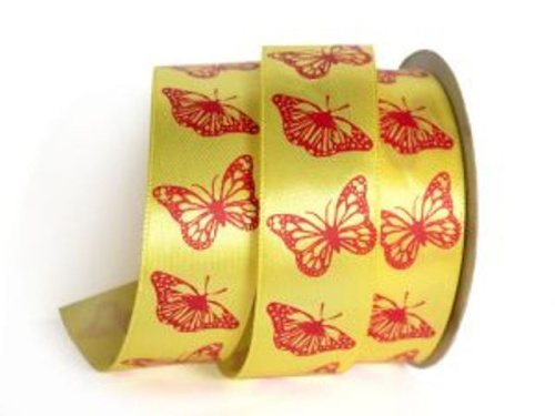  UT011-25-3013-095 Лента атласная с рисунком 25мм (рулон 20 ярдов = 18 метров)  ТриКатушки