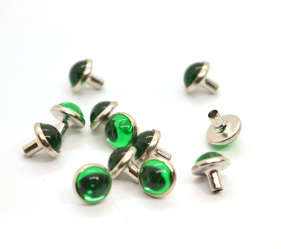 Хольнитен с камнем кристалл 8 мм (Нержавеющие ) (уп.1000шт.) цв.зелёный  ТриКатушки