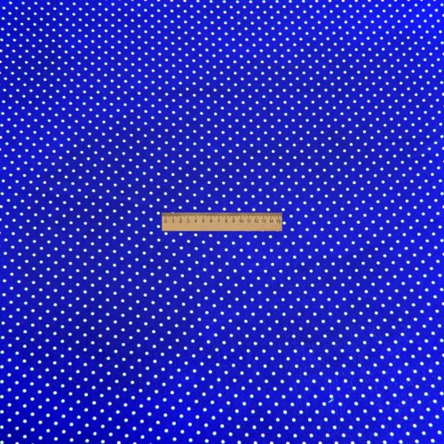  Ткань Кашибо горох 0,3см электрик/белый арт. 5074  ТриКатушки