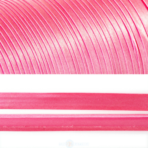  Косая бейка атласная 15 мм 144 ярд.(132м) № 141 Розовый насыщенный   ТриКатушки