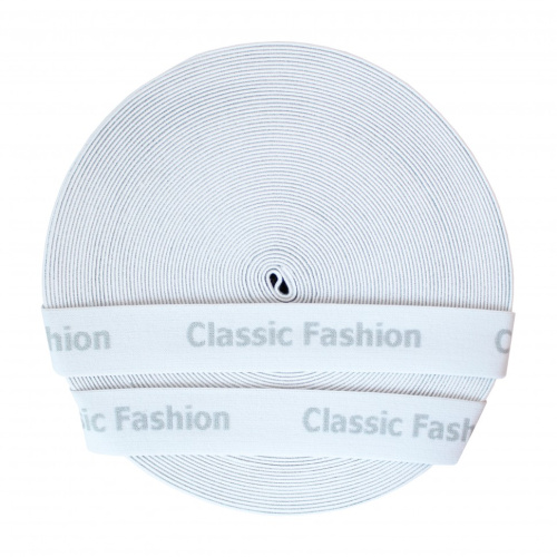  Резинка 39539 Ekoflex Тканная 35мм жаккард "Classic Fashioh" (25 м) цв.бел/сер  ТриКатушки
