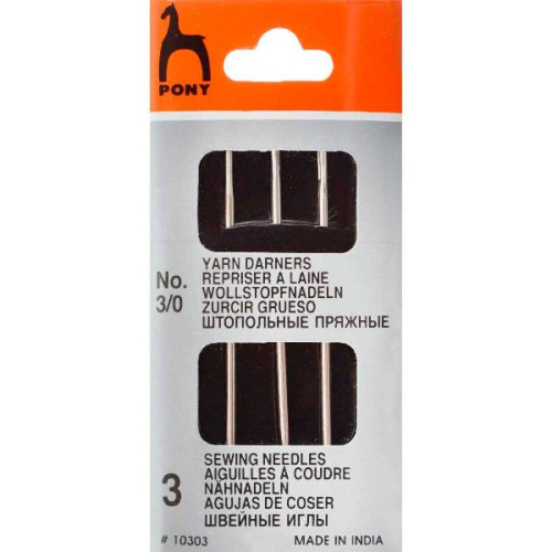  10303 Иглы ремонтные универсальные № 3/0, 3 шт PONY  ТриКатушки