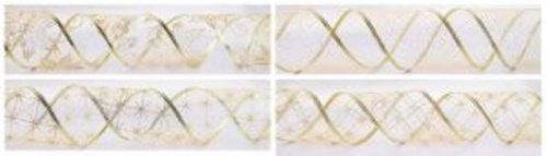  Лента подарочная "органза" 63мм (рулон 2,5 метра) золото/золото (выбор рисунка не предусмотрен)  ТриКатушки