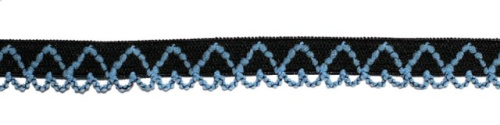  5369 черный/голубой резинка бельевая 11мм (намотка 144 ярда = 131,7 метра)  ТриКатушки