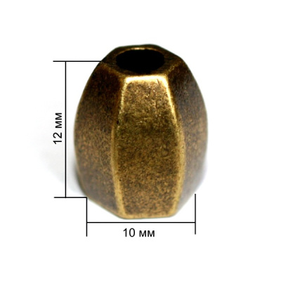 16641К антик концевик металл h=12мм (упаковка 500 штук)  ТриКатушки
