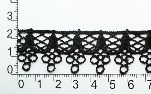  1052 черный Кружево вязанное 24мм (упаковка 15 ярдов = 13,7 метра)  ТриКатушки